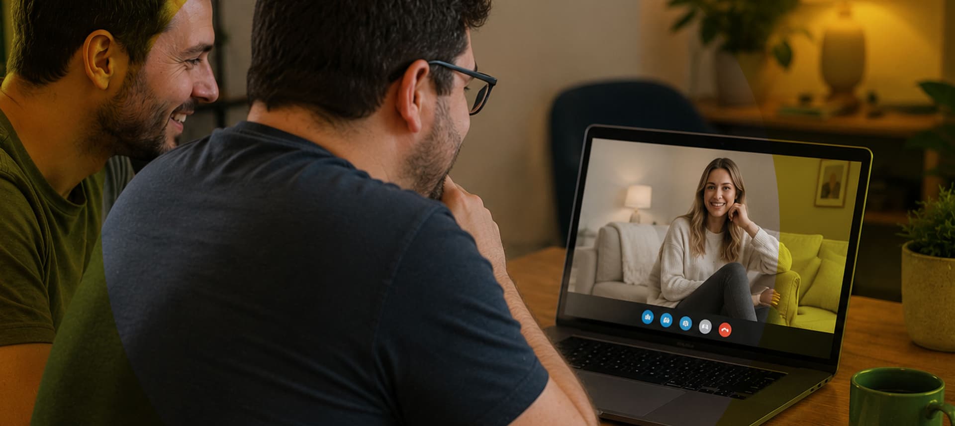 Intended parents on a first video call with a smiling surrogate candidate