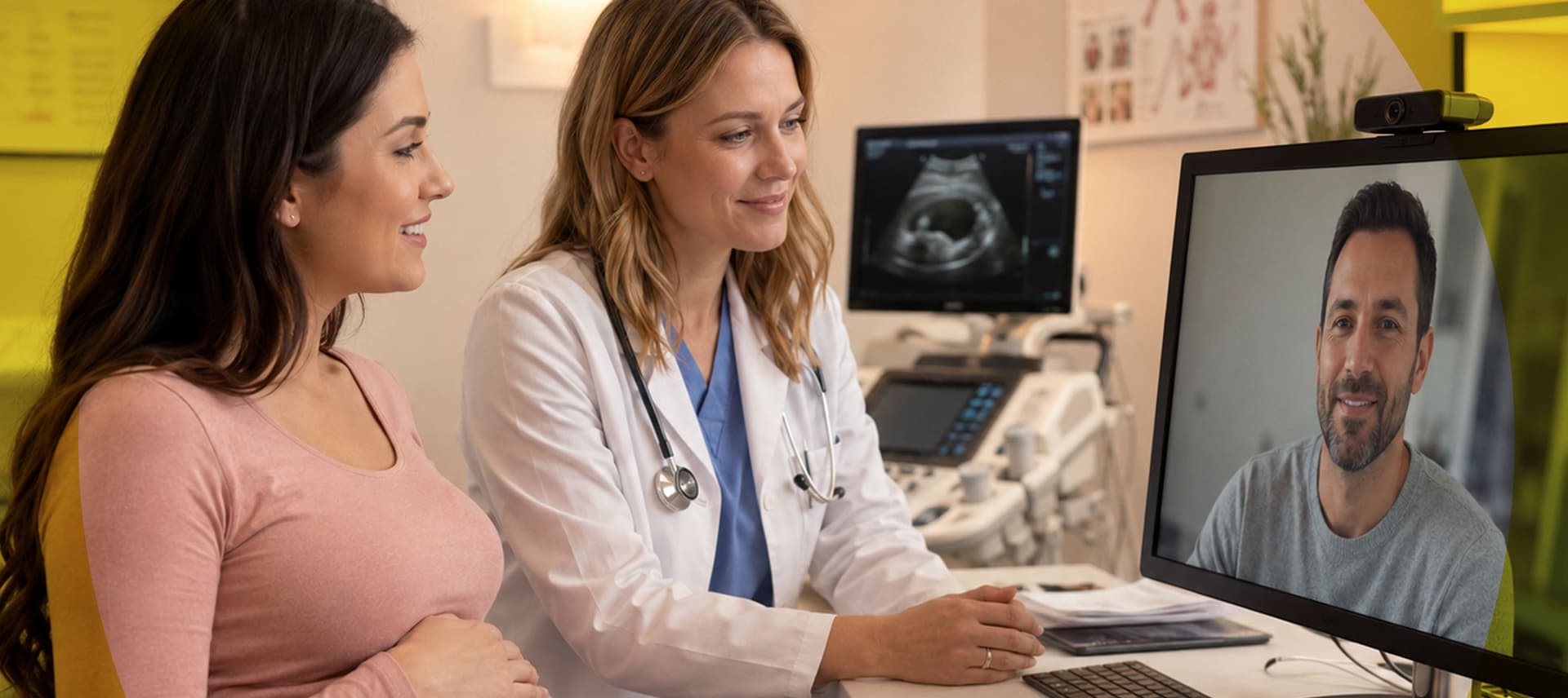 Surrogate and doctor on a video call with the intended parent in Israel – remote medical decisions